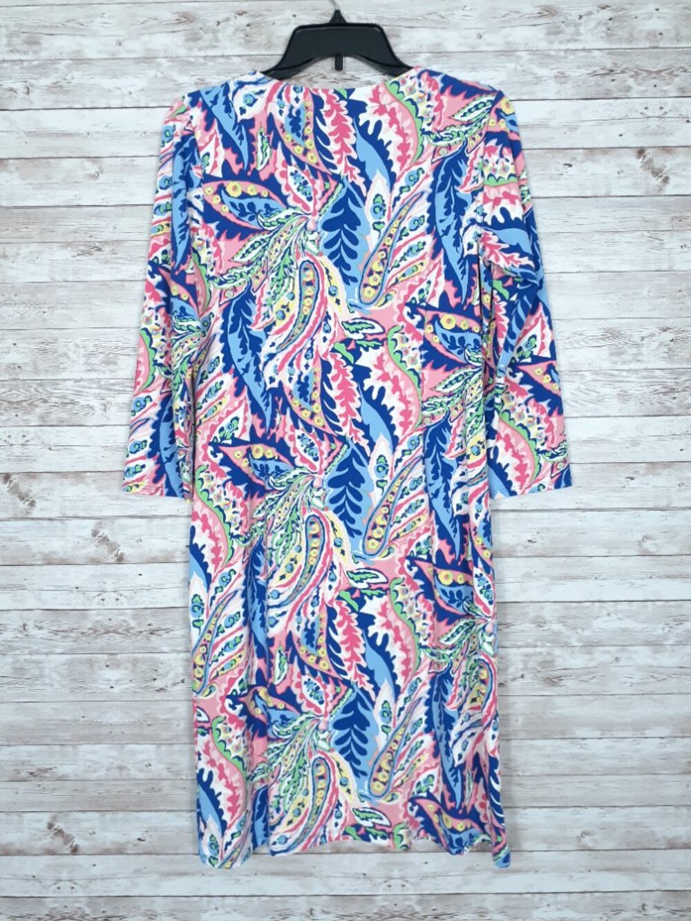 Talbots Shift Dress M 3/4 Sleeve Stretch Paisley Shoulder Buttons 956A - Picture 3 of 5